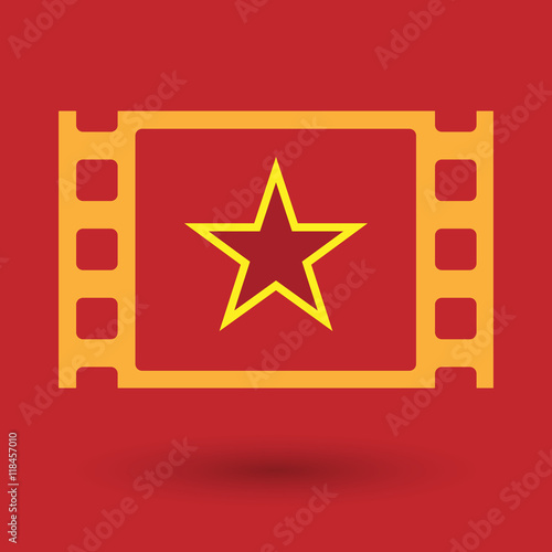 Isolated celluloid film frame icon with  the red star of communi