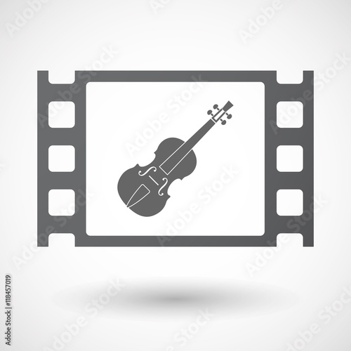 Isolated celluloid film frame icon with  a violin
