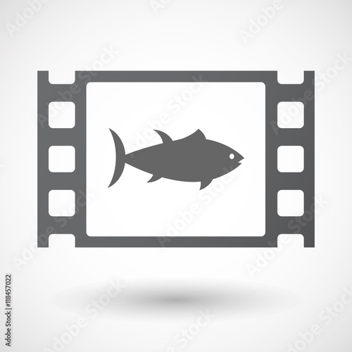 Isolated celluloid film frame icon with  a tuna fish