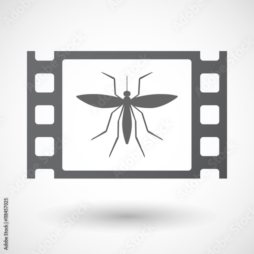 Isolated celluloid film frame icon with  a mosquito
