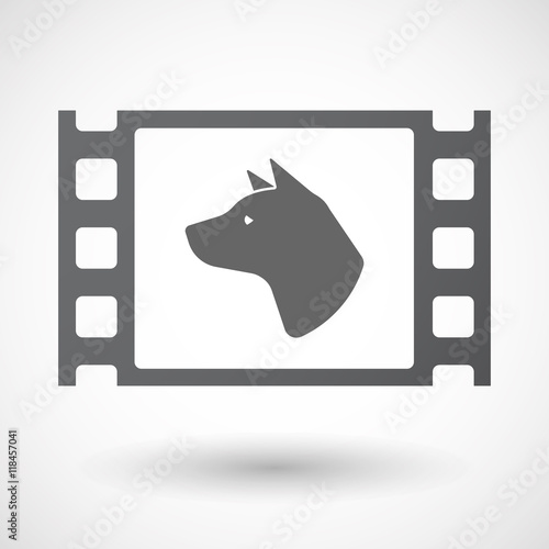 Isolated celluloid film frame icon with  a dog head