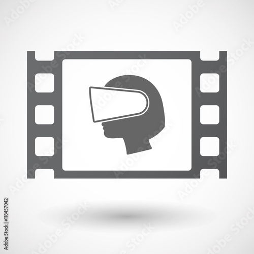 Isolated celluloid film frame icon with  a female head wearing a