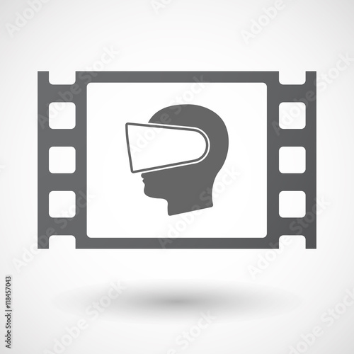 Isolated celluloid film frame icon with  a male head wearing a v