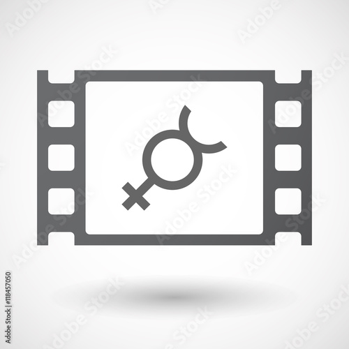 Isolated celluloid film frame icon with  the mercury planet symb