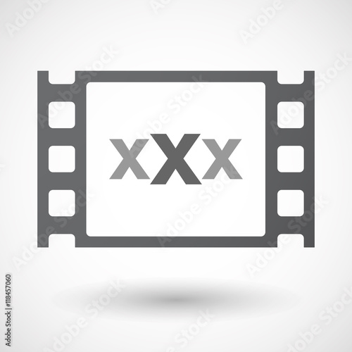 Isolated celluloid film frame icon with  a XXX letter icon