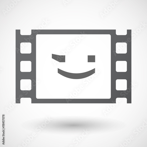 Isolated celluloid film frame icon with  a wink text face emotic photo