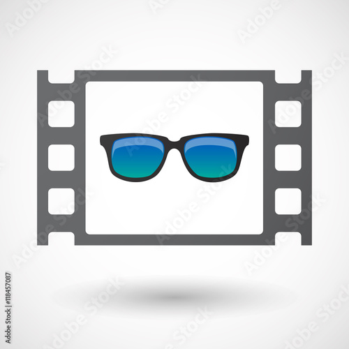Isolated celluloid film frame icon with  a sunglasses icon
