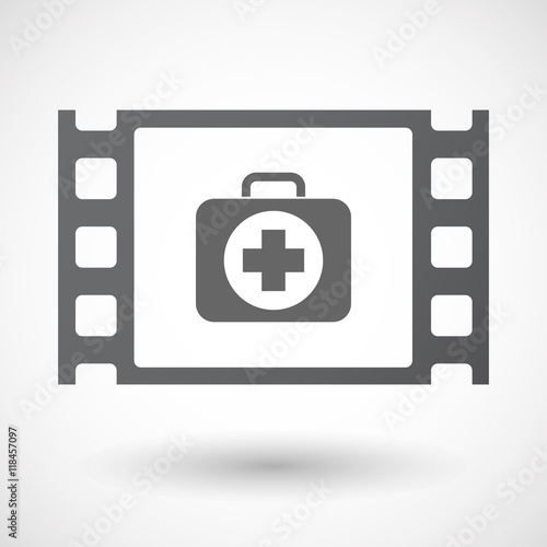 Isolated celluloid film frame icon with  a first aid kit icon