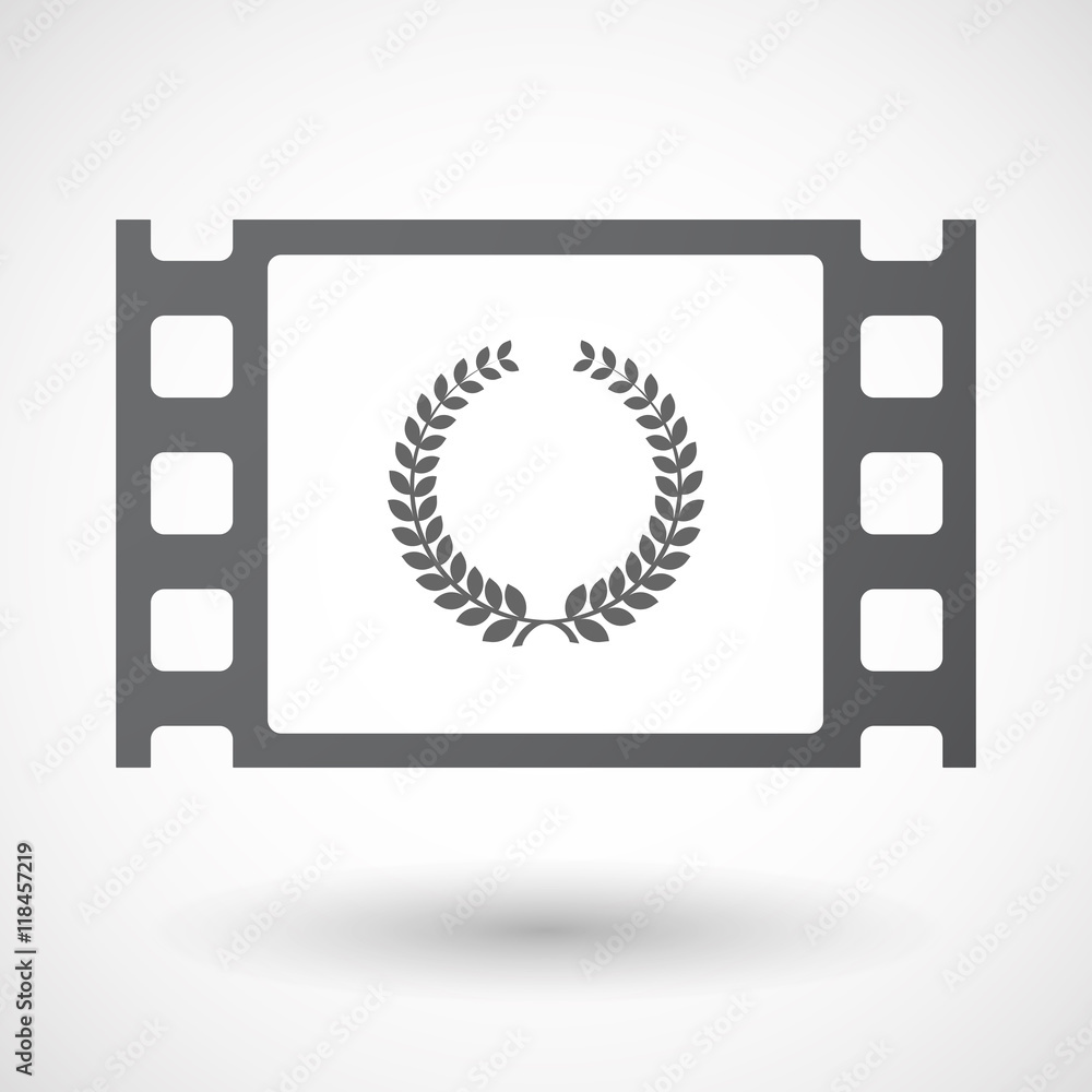 Isolated celluloid film frame icon with a laurel crown sign Isolated celluloid film frame icon with a laurel crown sign