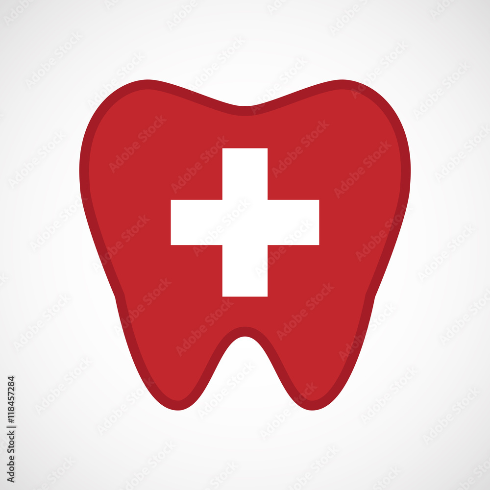 Obraz premium Isolated line art tooth icon with the Swiss flag