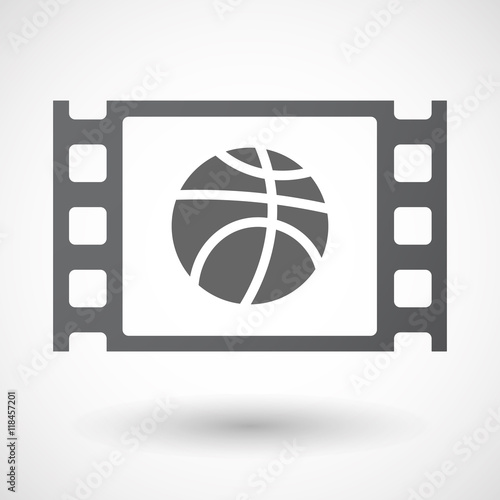 Isolated celluloid film frame icon with  a basketball ball