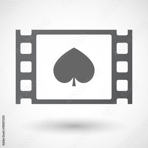 Isolated celluloid film frame icon with  the  spade  poker playi