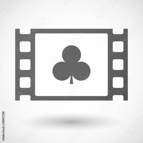 Isolated celluloid film frame icon with  the  Club  poker playin