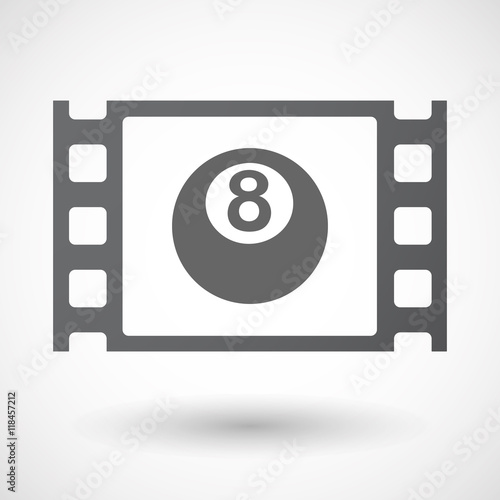 Isolated celluloid film frame icon with  a pool ball