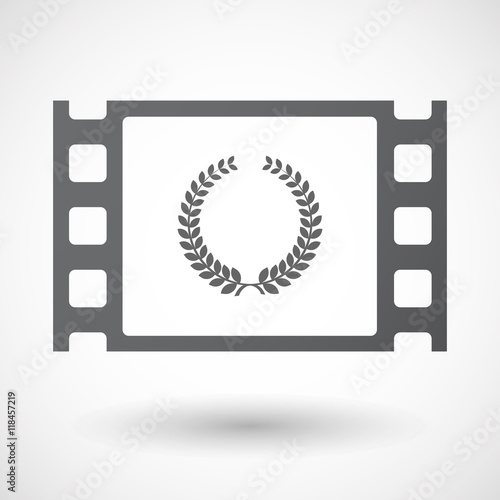 Isolated celluloid film frame icon with  a laurel crown sign