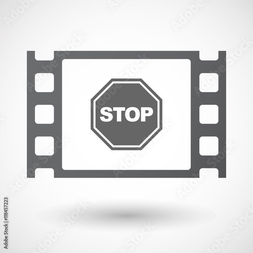 Isolated celluloid film frame icon with  a stop signal