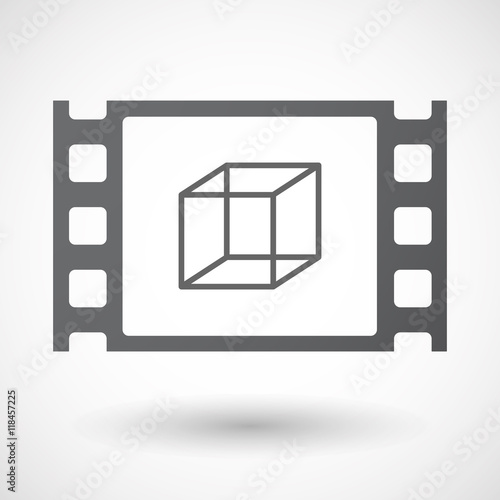 Isolated celluloid film frame icon with  a cube sign