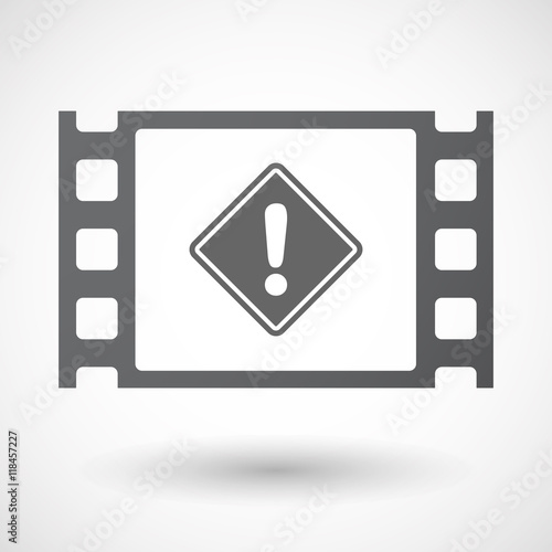 Isolated celluloid film frame icon with   a warning road sign