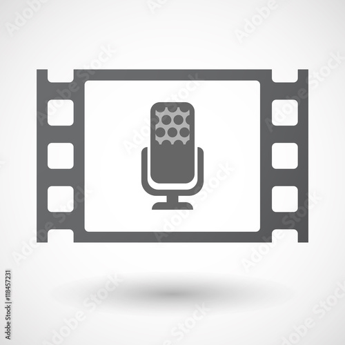 Isolated celluloid film frame icon with  a microphone sign