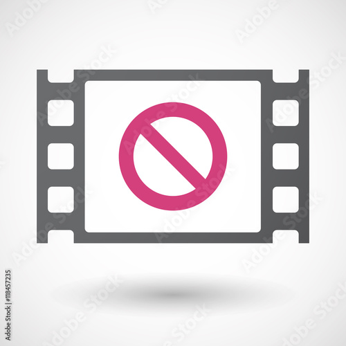 Isolated celluloid film frame icon with  a forbidden sign