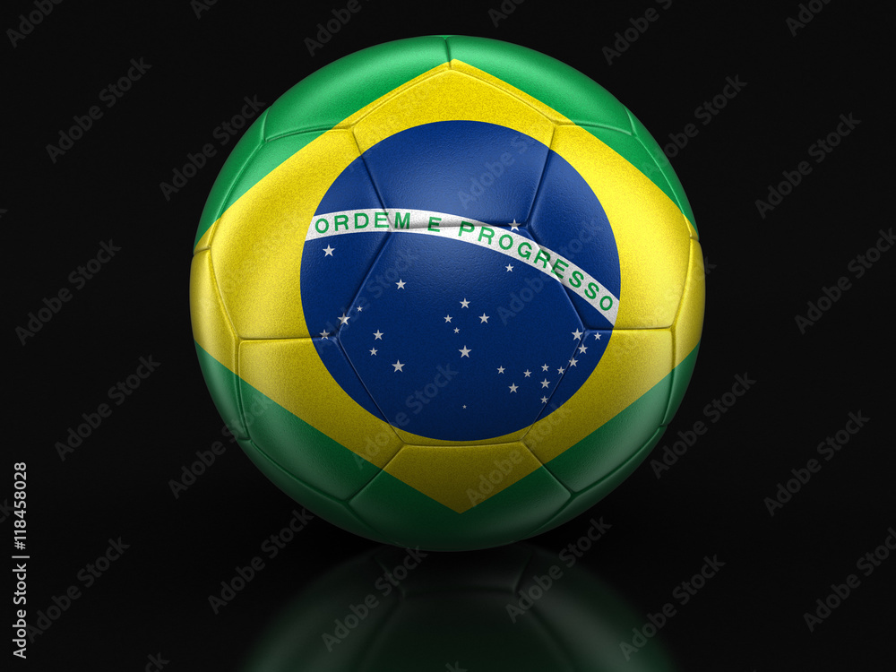 Soccer football with Brazilian flag. Image with clipping path