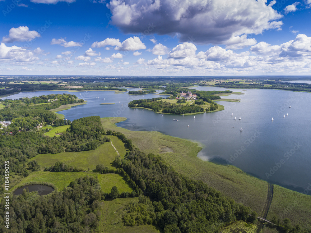 Lake Wigry National Park. Suwalszczyzna, Poland. Blue water and