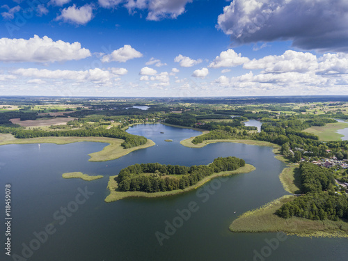 View of small islands on the lake in Masuria and Podlasie distri photo