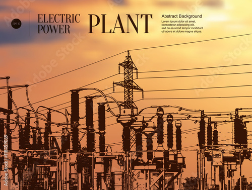 Abstract sketch stylized background. Electric power plant