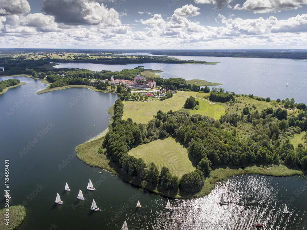Obraz premium Lake Wigry National Park. Suwalszczyzna, Poland. Blue water and