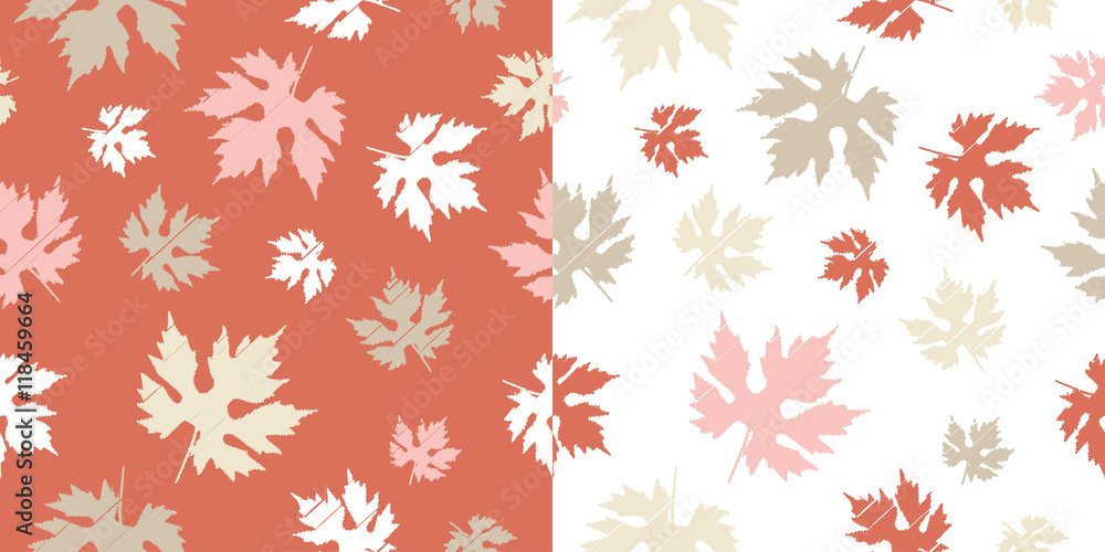 Set of 2 seamless vector background with decorative leaves. Print. Cloth design, wallpaper. Set of 2 seamless vector background with decorative leaves. Print. Cloth design, wallpaper.