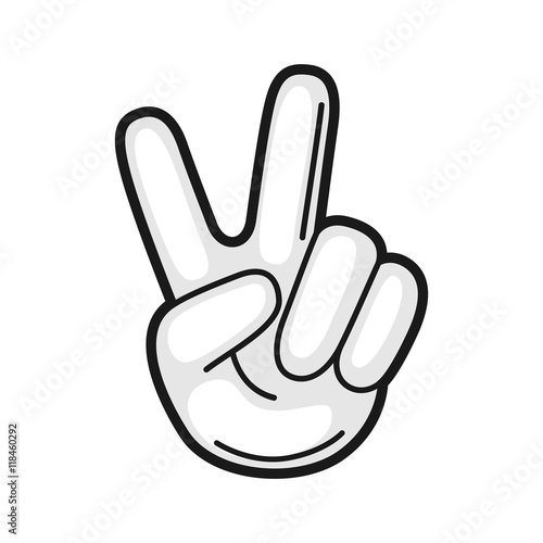 Illustration of hand victory sign gesture. Icon on white background