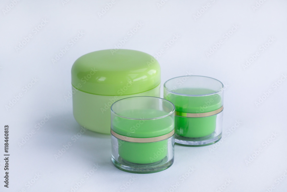 Cosmetic composition of 3 cream bottles Cosmetic composition of 3 cream bottles