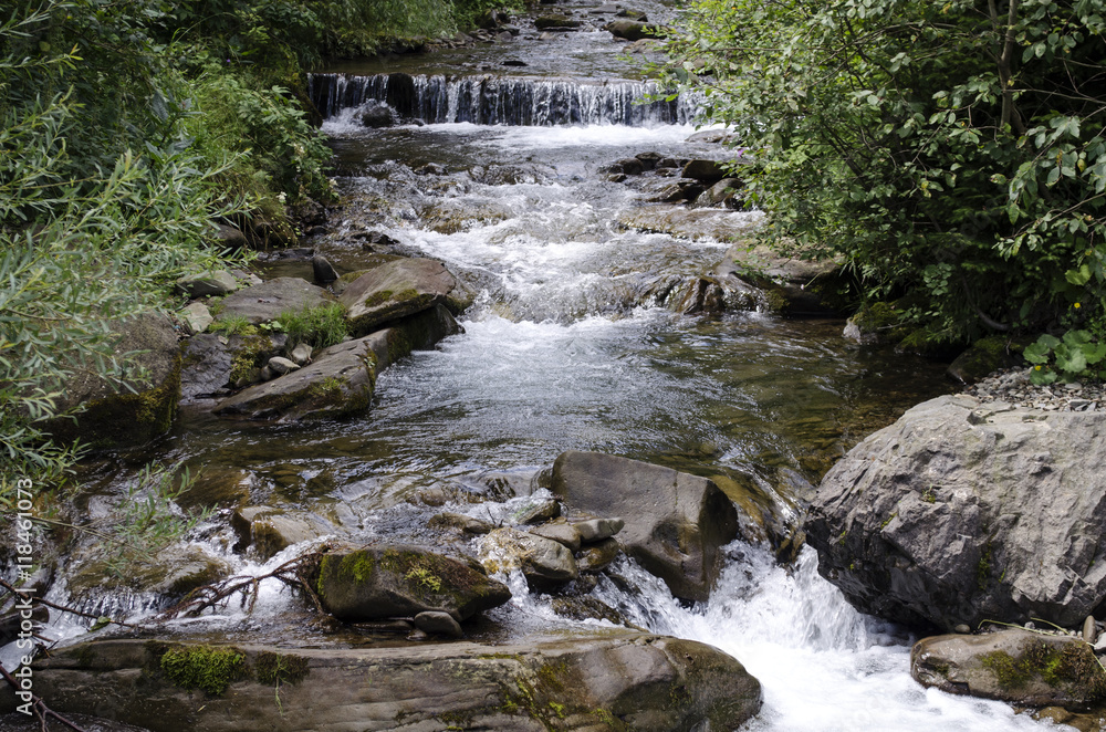 Fototapeta premium stormy mountain river in the Ukrainian Carpathians 
