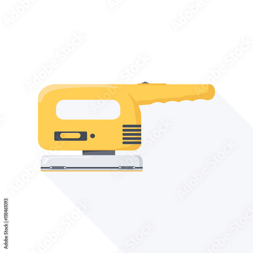 Electric sander flat icon with long shadow. Vector illustration.