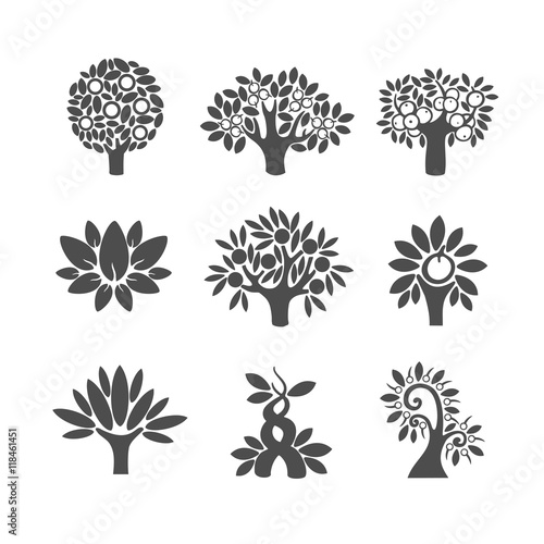 Tree logo illustration icon set.