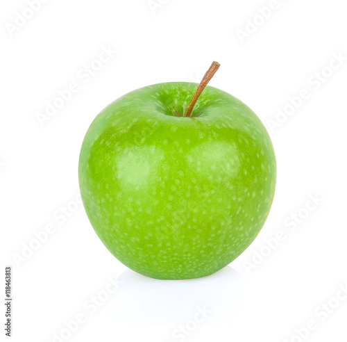 Green granny smith apple on white background