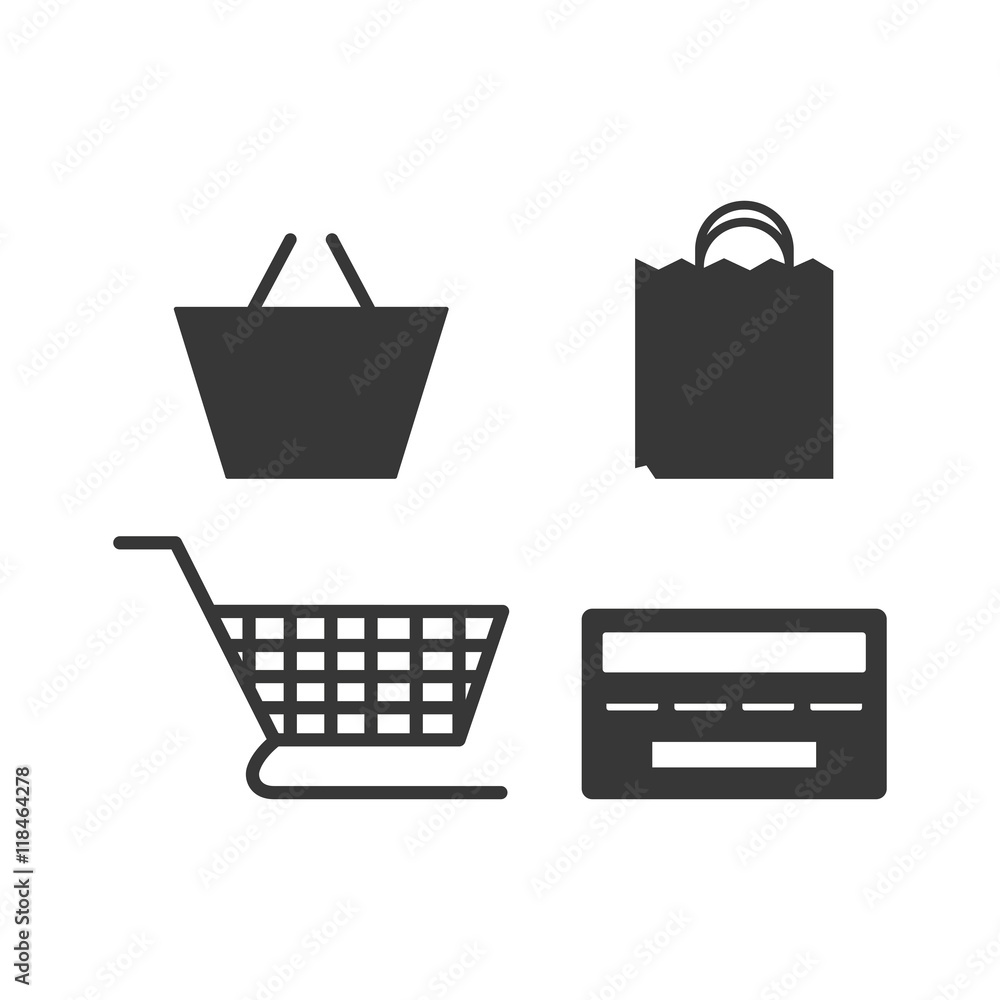 shopping bag credit card cart basket online payment ecommerce icon. Flat illustration. Vector graphic shopping bag credit card cart basket online payment ecommerce icon. Flat illustration. Vector graphic