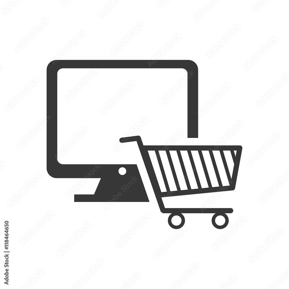Computer shopping cart gadget technology media icon. Isolated and flat illustration. Vector graphic Computer shopping cart gadget technology media icon. Isolated and flat illustration. Vector graphic