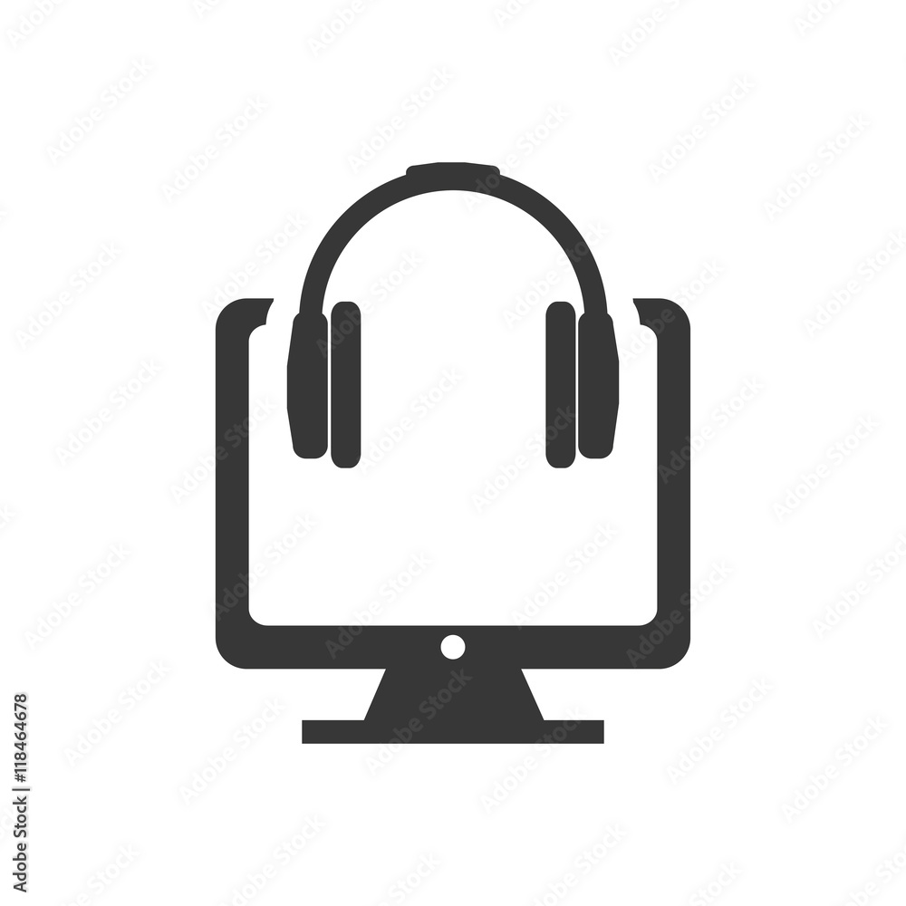 Computer headphone gadget technology media icon. Isolated and flat illustration. Vector graphic Computer headphone gadget technology media icon. Isolated and flat illustration. Vector graphic
