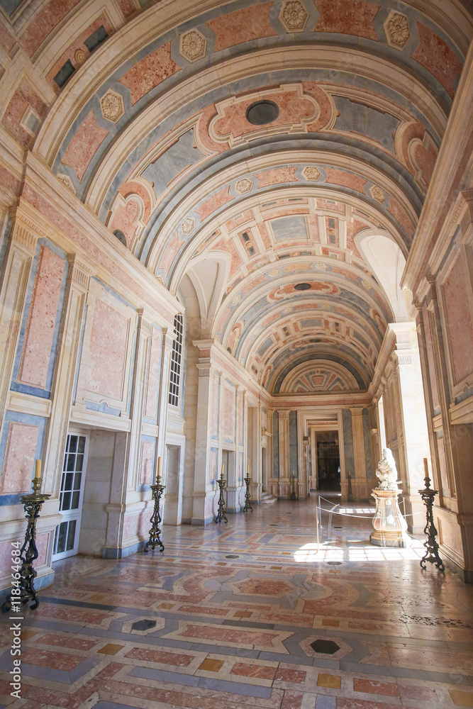Marble hallway in Mafra Palace, Portugal