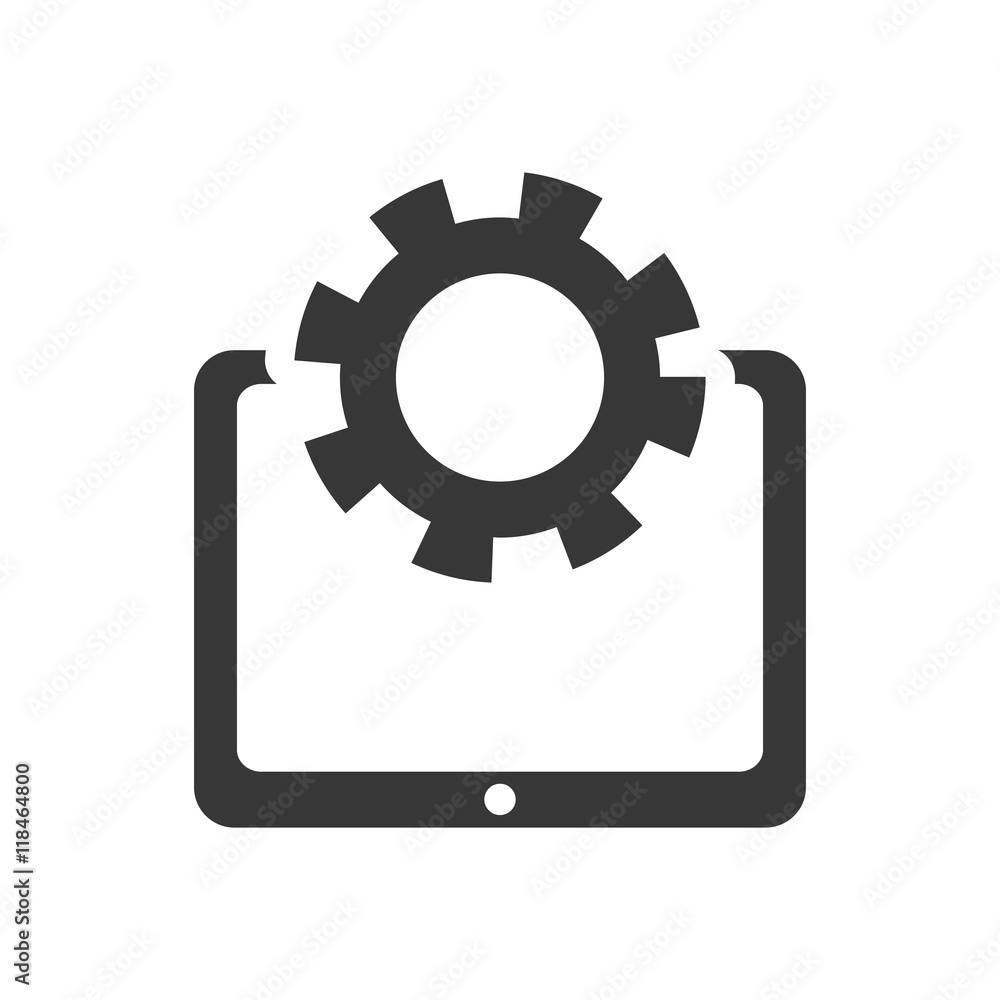 tablet gear gadget technology media icon. Isolated and flat illustration. Vector graphic tablet gear gadget technology media icon. Isolated and flat illustration. Vector graphic