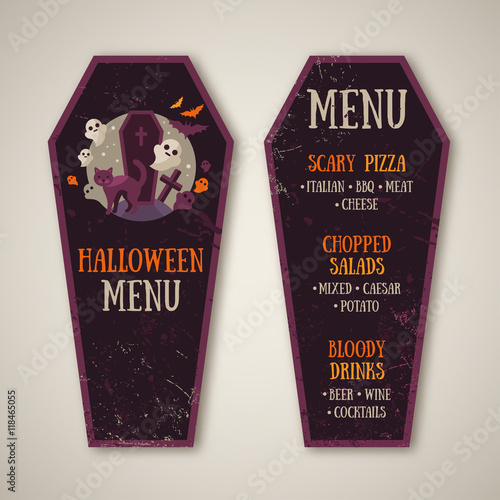 Halloween Menu Design in Coffin Shape