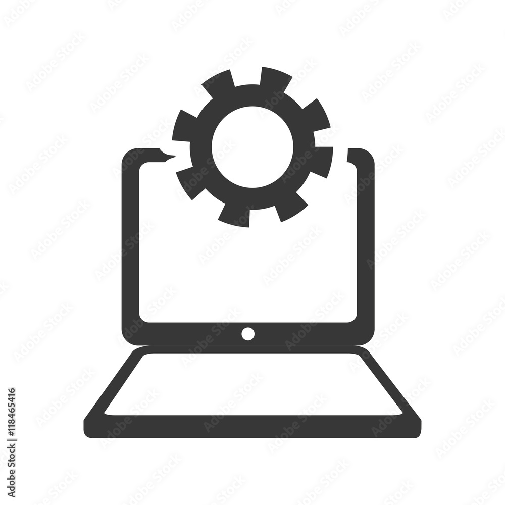 laptop gear gadget technology media icon. Isolated and flat illustration. Vector graphic
