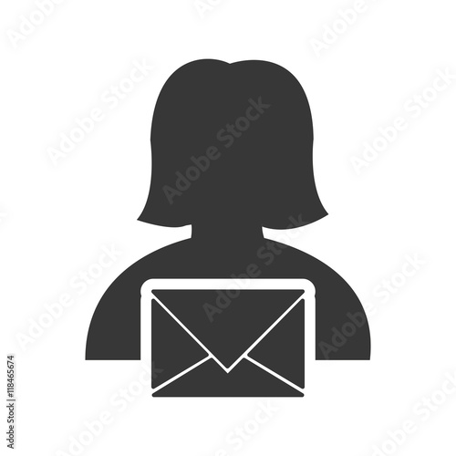 envelope woman female social network person media icon. Isolated and flat illustration. Vector graphic