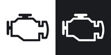 Vector engine icon. Two-tone version on black and white background