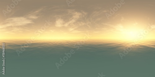 panorama of sea sunset. Environment map. HDRI map. Equirectangular projection. Spherical panorama. landscape 
