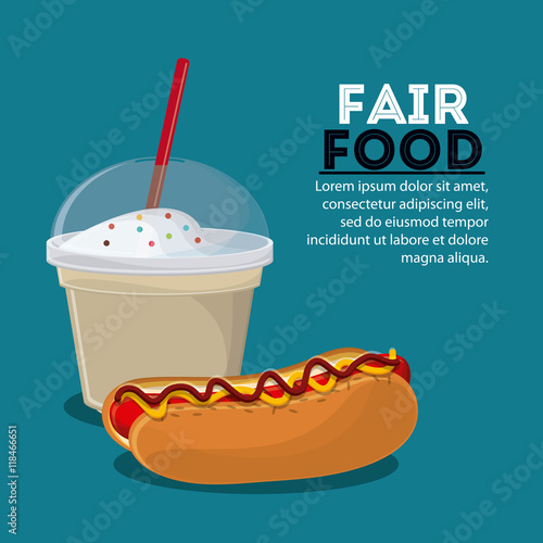 hot dog milk shake fair food snack carnival festival icon Vector illustration