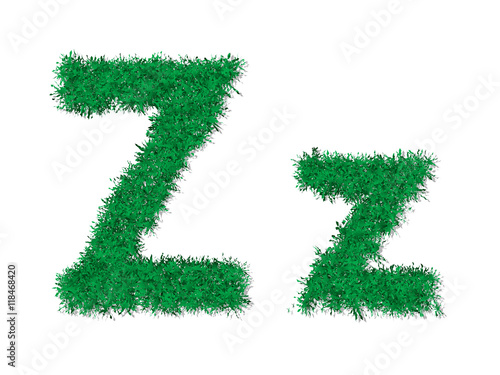 Vector green grass uppercase and lowercase alphabet letter. 