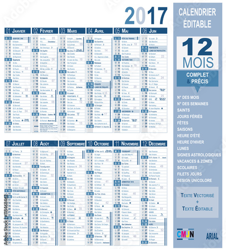 Calendrier 2017 - Multi-calques - Editable