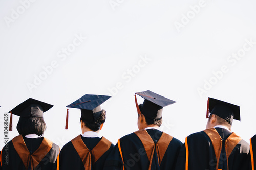 Graduates are stand up in line to get your degree ,vintage style